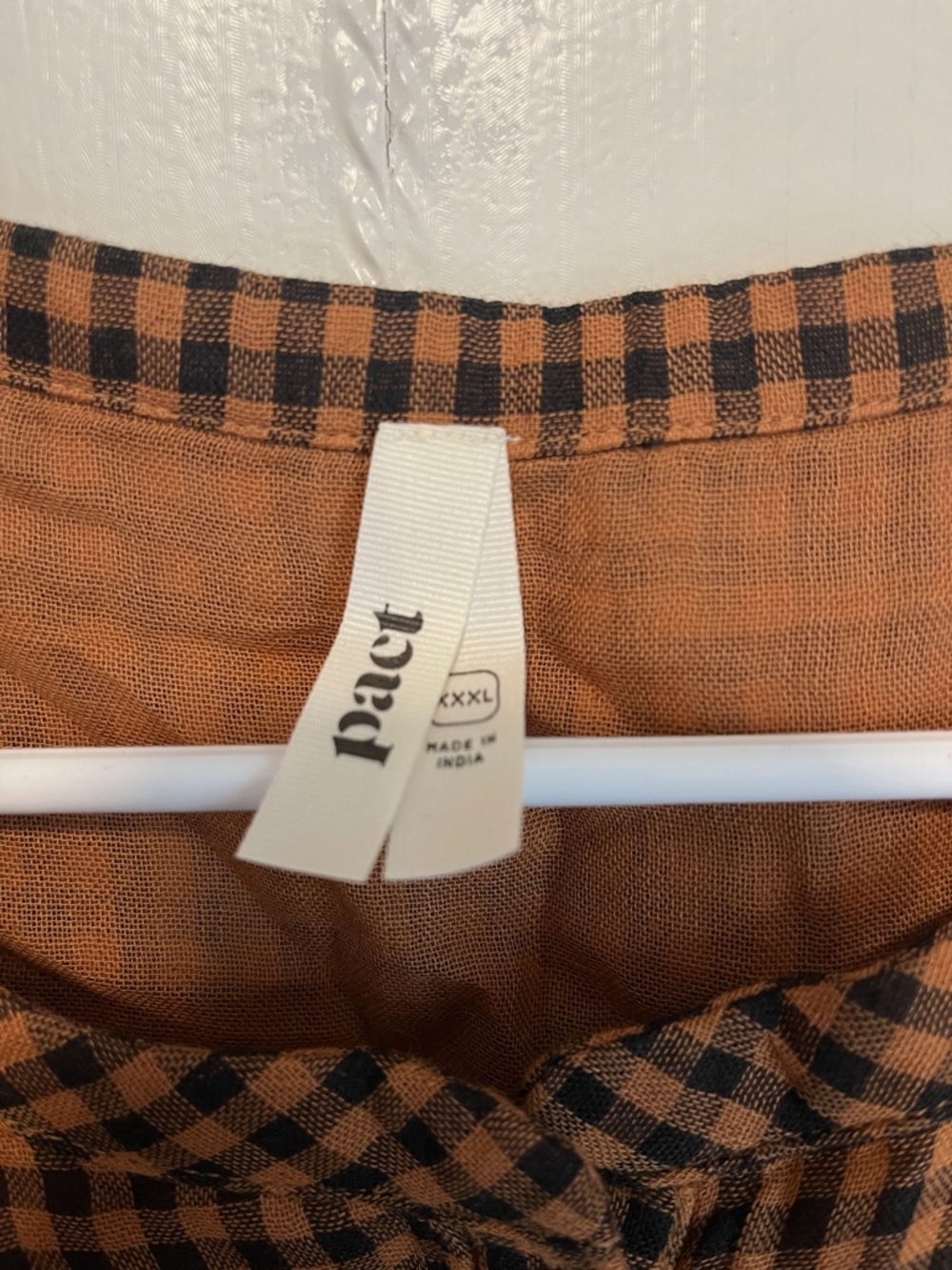 Pact Brown and Black Gingham Short-Sleeve Blouse - Picture 2 of 3
